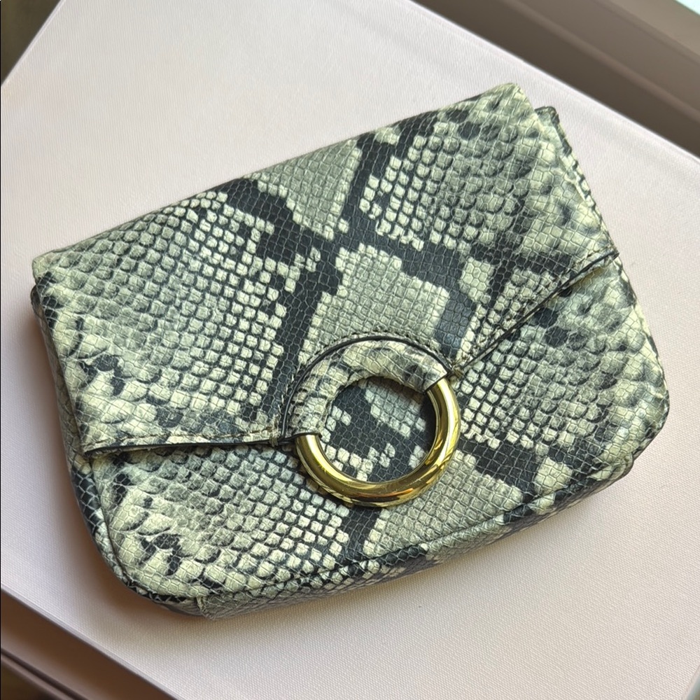 Vince Camuto Snakeskin Clutch with Gold Ring